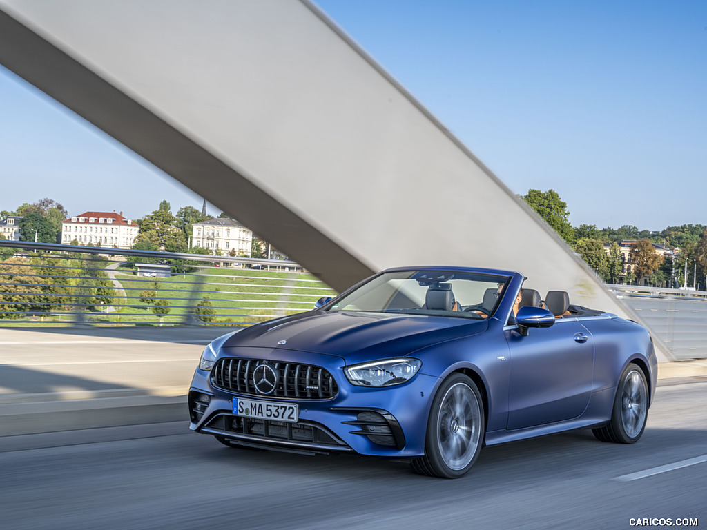 2021 Mercedes-AMG E 53 4MATIC+ Cabriolet (Color: Magno Brilliant Blue) - Front Three-Quarter