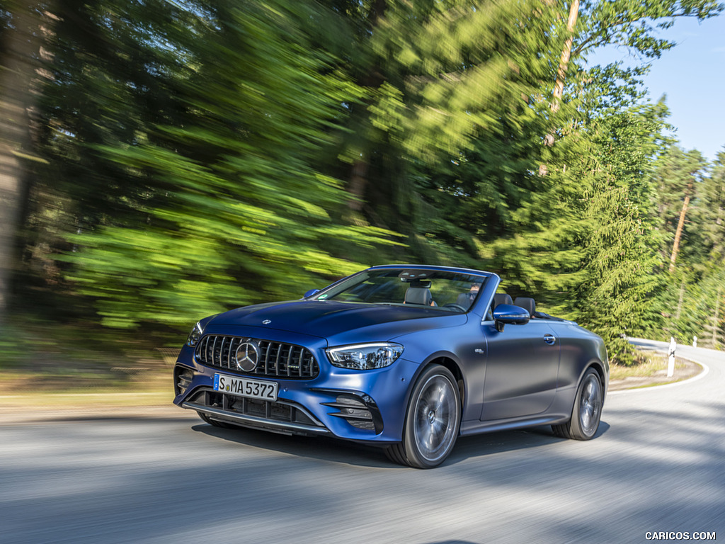 2021 Mercedes-AMG E 53 4MATIC+ Cabriolet (Color: Magno Brilliant Blue) - Front Three-Quarter