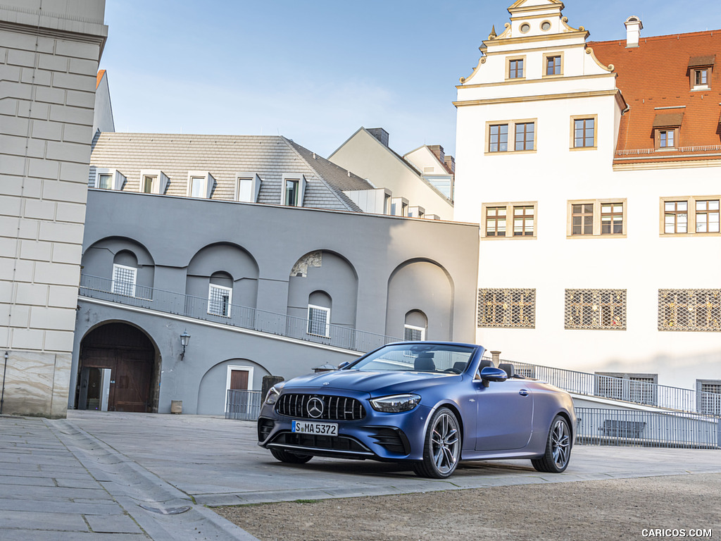 2021 Mercedes-AMG E 53 4MATIC+ Cabriolet (Color: Magno Brilliant Blue) - Front Three-Quarter