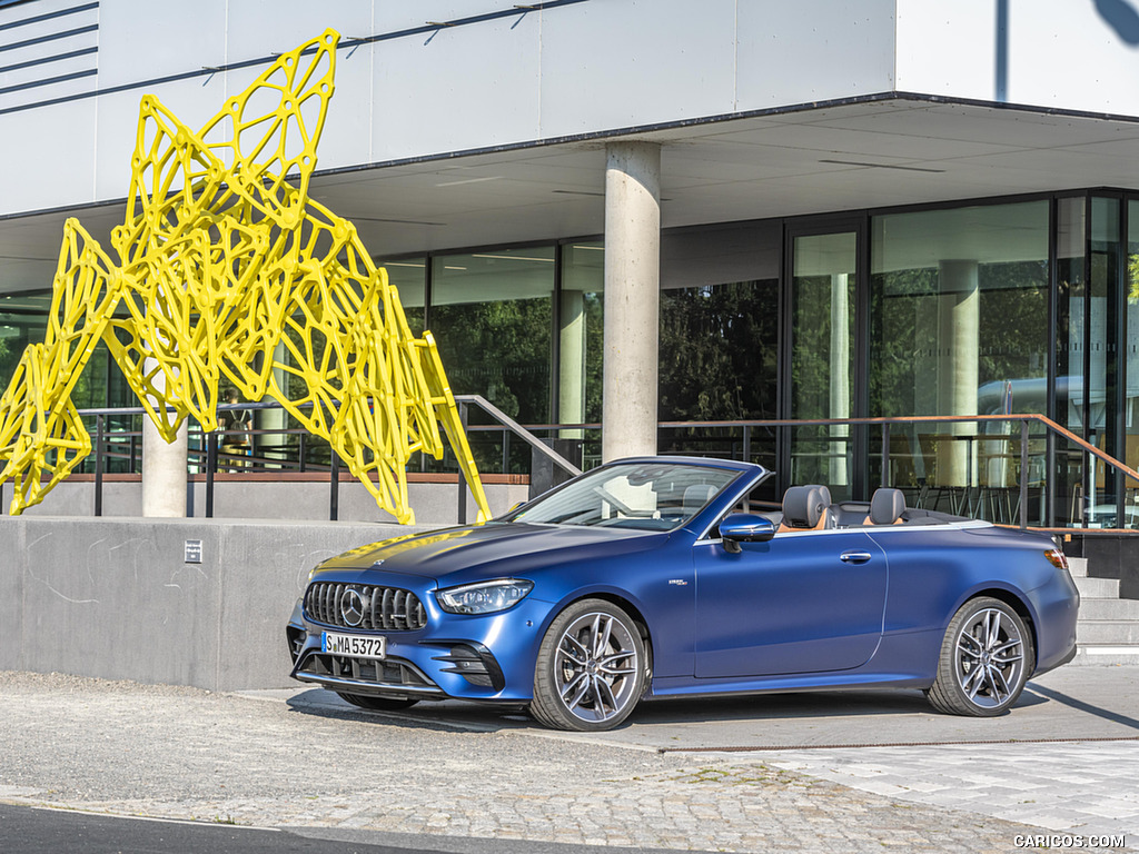 2021 Mercedes-AMG E 53 4MATIC+ Cabriolet (Color: Magno Brilliant Blue) - Front Three-Quarter