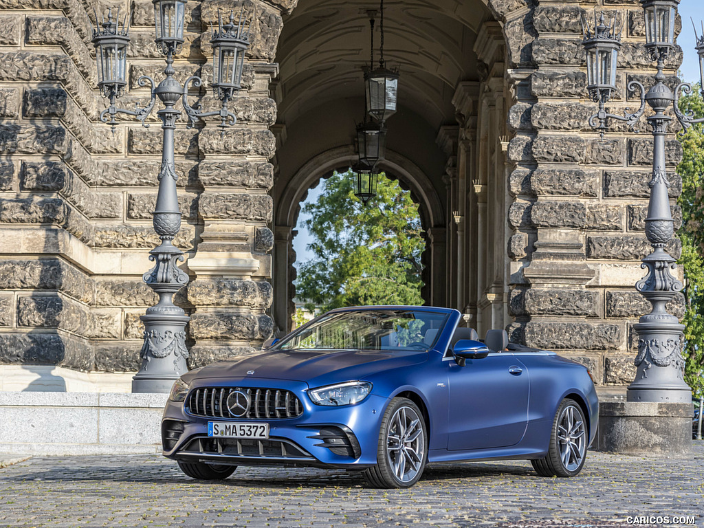 2021 Mercedes-AMG E 53 4MATIC+ Cabriolet (Color: Magno Brilliant Blue) - Front Three-Quarter