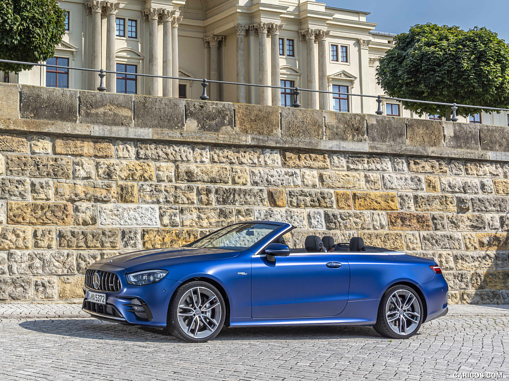 2021 Mercedes-AMG E 53 4MATIC+ Cabriolet (Color: Magno Brilliant Blue) - Front Three-Quarter