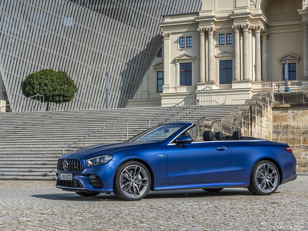 2021 Mercedes-AMG E 53 4MATIC+ Cabriolet (Color: Magno Brilliant Blue) - Front Three-Quarter