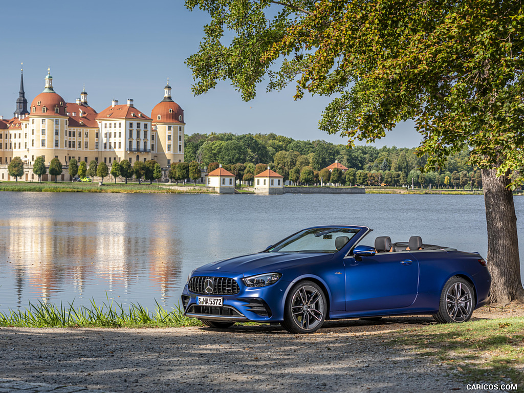 2021 Mercedes-AMG E 53 4MATIC+ Cabriolet (Color: Magno Brilliant Blue) - Front Three-Quarter