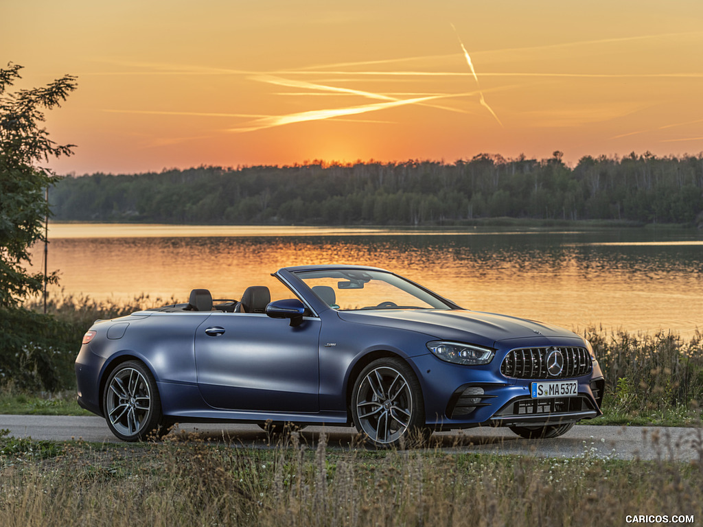 2021 Mercedes-AMG E 53 4MATIC+ Cabriolet (Color: Magno Brilliant Blue) - Front Three-Quarter