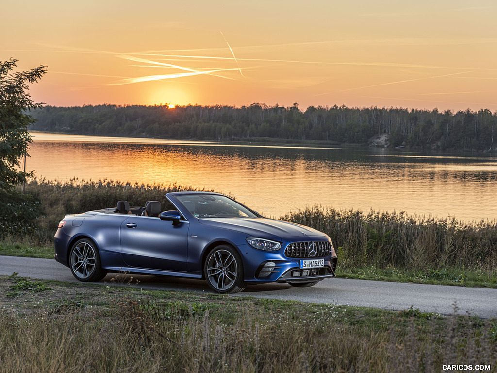 2021 Mercedes-AMG E 53 4MATIC+ Cabriolet (Color: Magno Brilliant Blue) - Front Three-Quarter