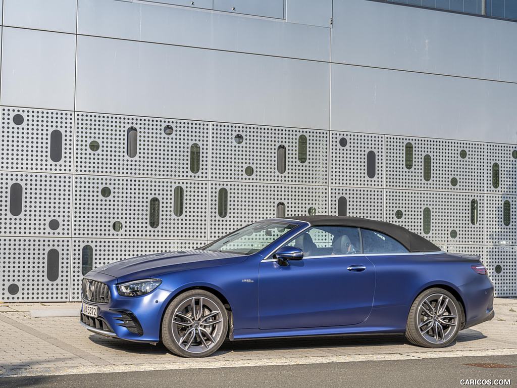 2021 Mercedes-AMG E 53 4MATIC+ Cabriolet (Color: Magno Brilliant Blue) - Front Three-Quarter