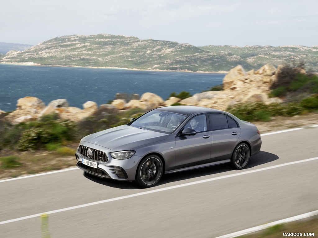 2021 Mercedes-AMG E 53 4MATIC+ Night Package (Color: Selenite Grey Metallic) - Front Three-Quarter