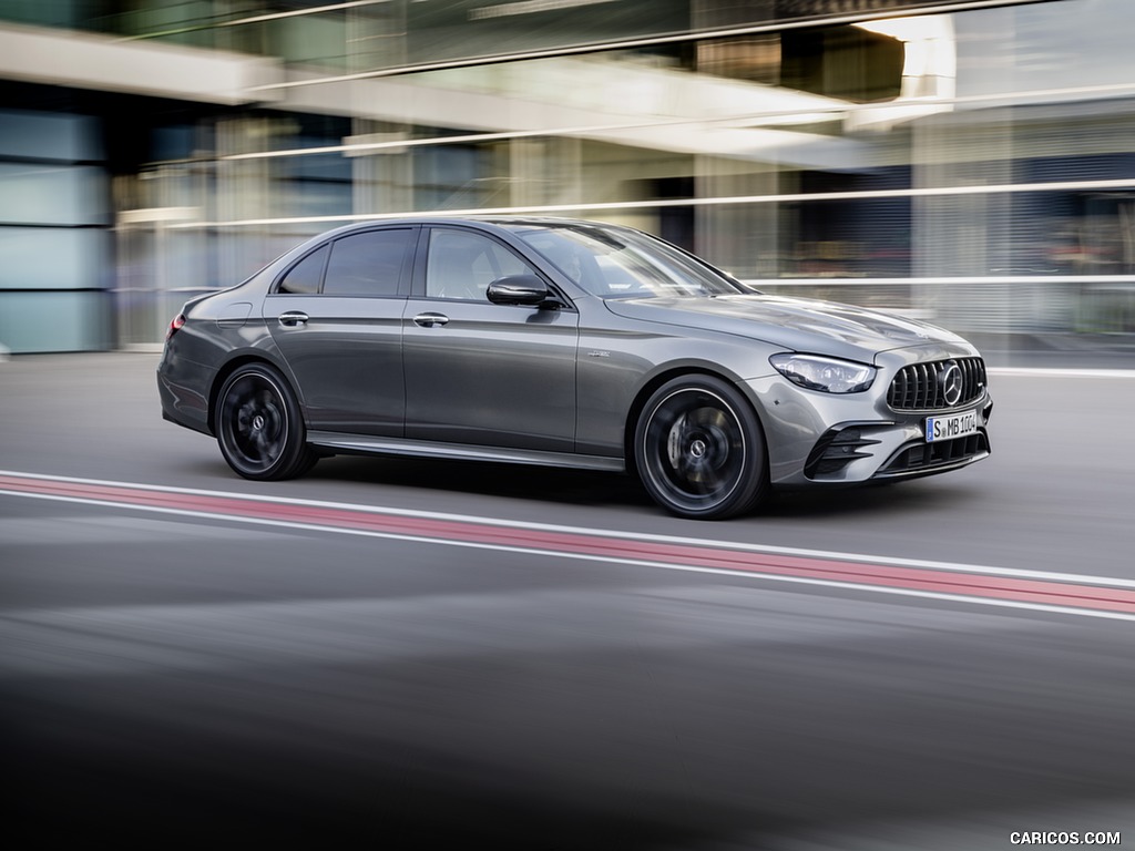 2021 Mercedes-AMG E 53 4MATIC+ Night Package (Color: Selenite Grey Metallic) - Front Three-Quarter