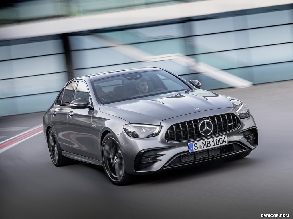 2021 Mercedes-AMG E 53 4MATIC+ Night Package (Color: Selenite Grey Metallic) - Front Three-Quarter