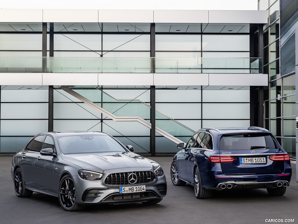 2021 Mercedes-AMG E 53 4MATIC+ Night Package (Color: Selenite Grey Metallic) - Front Three-Quarter