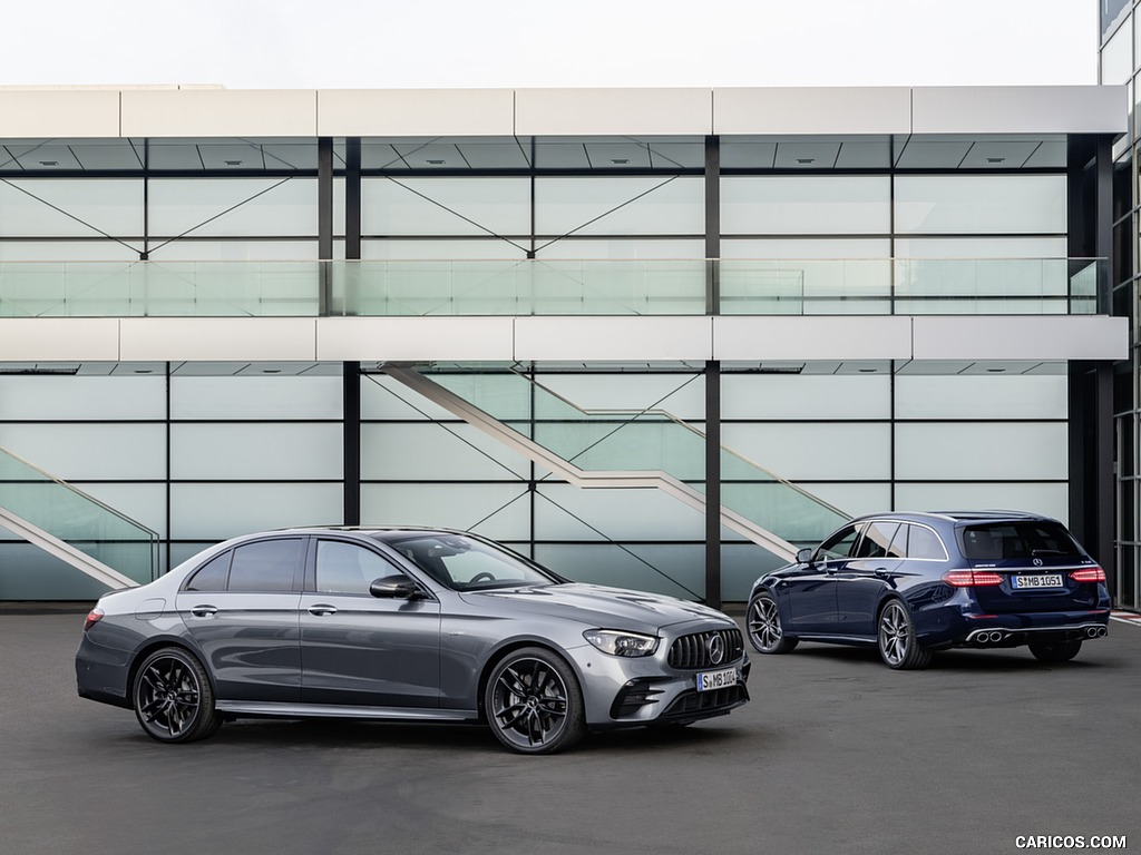 2021 Mercedes-AMG E 53 4MATIC+ Night Package (Color: Selenite Grey Metallic) - Front Three-Quarter