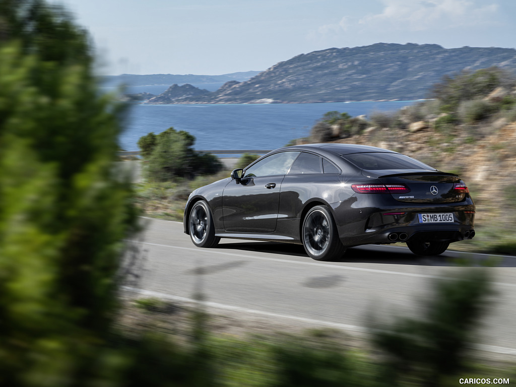 2021 Mercedes-AMG E 53 Coupe (Color: Graphite Grey Metallic) - Rear Three-Quarter