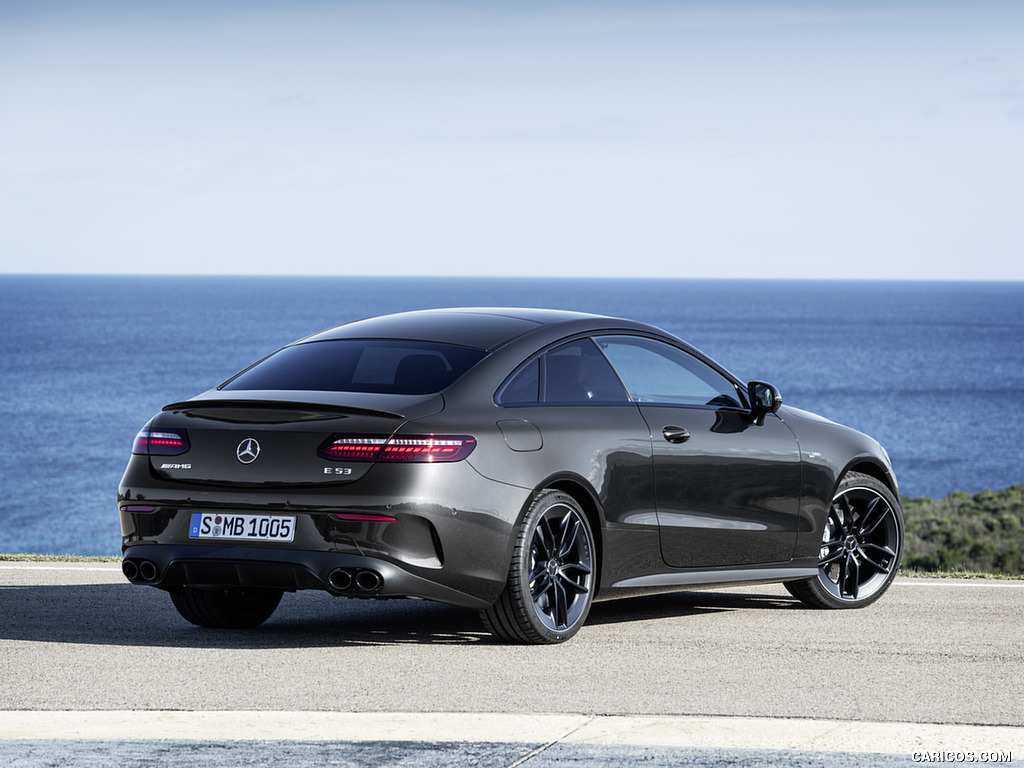 2021 Mercedes-AMG E 53 Coupe (Color: Graphite Grey Metallic) - Rear Three-Quarter