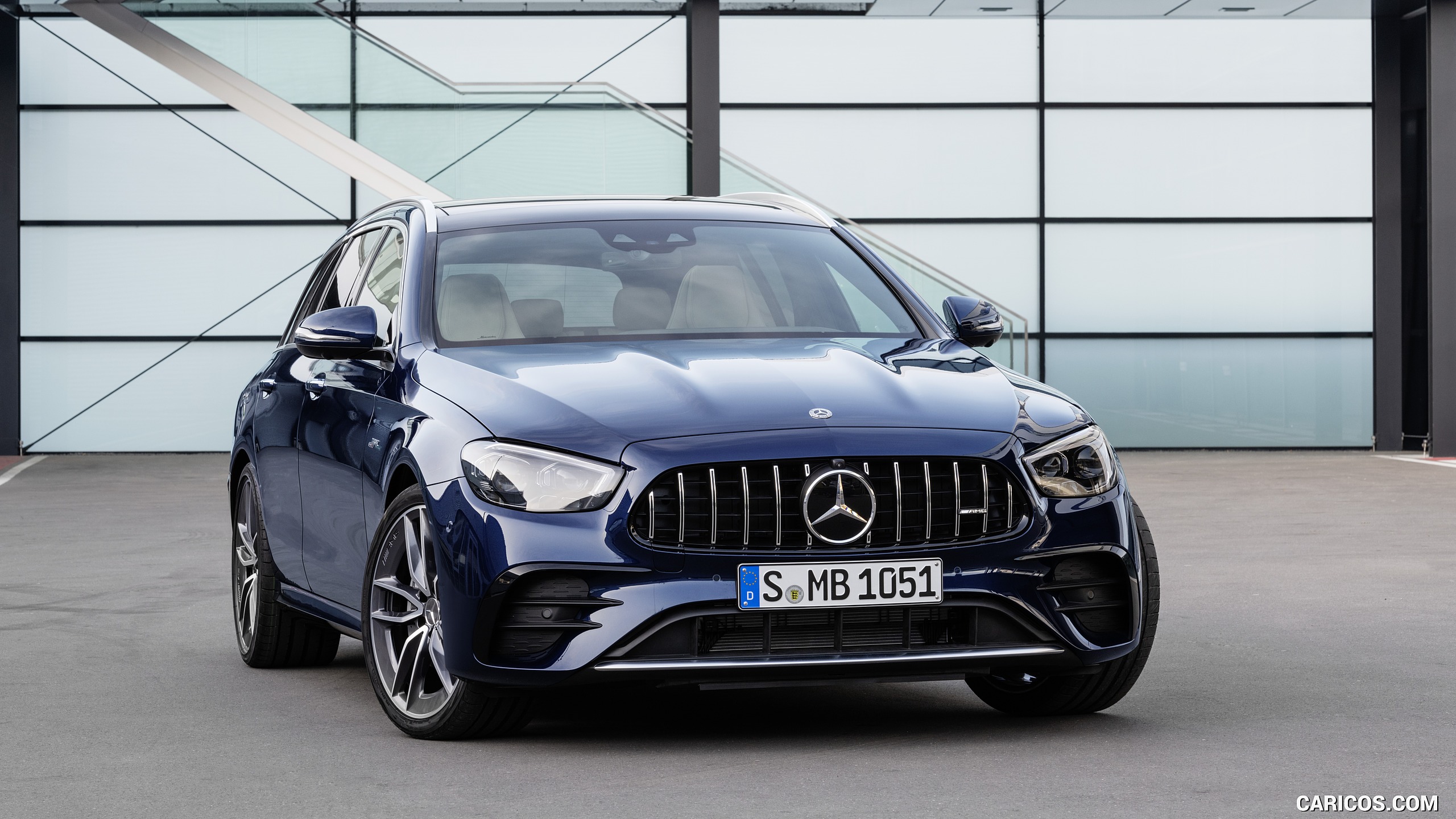 2021 Mercedes-AMG E 53 Estate 4MATIC+ T-Model (Color: Cavansite Blue Metallic) - Front, #8 of 19