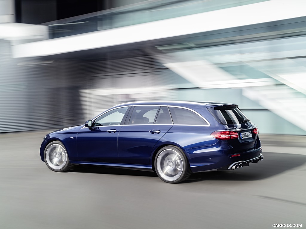 2021 Mercedes-AMG E 53 Estate 4MATIC+ T-Model (Color: Cavansite Blue Metallic) - Rear Three-Quarter