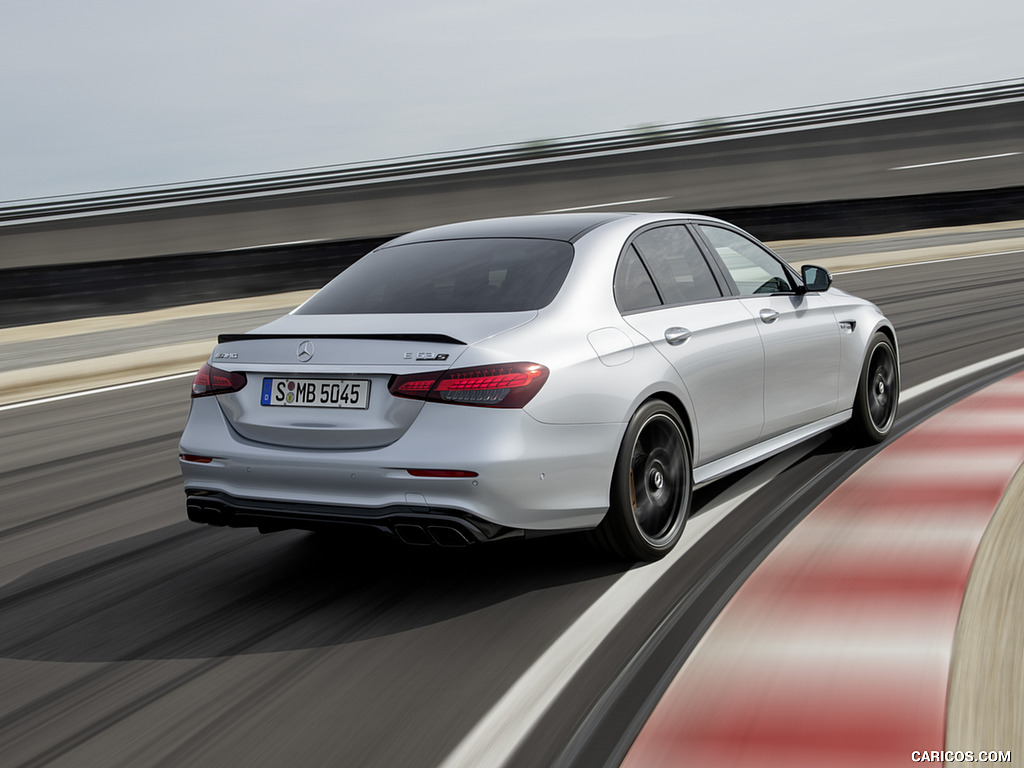 2021 Mercedes-AMG E 63 S (Color: Hightech Silver Metallic) - Rear Three-Quarter