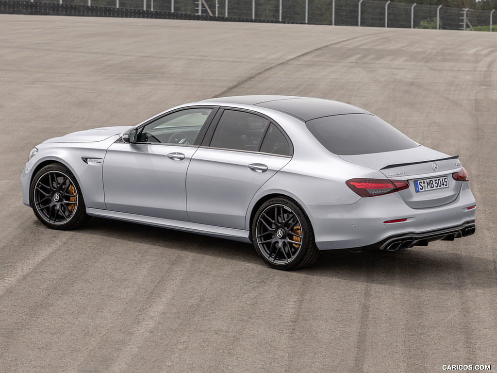 2021 Mercedes-AMG E 63 S (Color: Hightech Silver Metallic) - Rear Three-Quarter