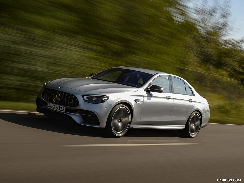 2021 Mercedes-AMG E 63 S 4MATIC+ (Color: High-Tech Silver Metallic) - Front Three-Quarter