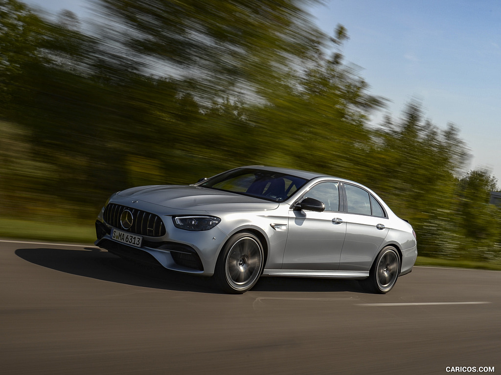 2021 Mercedes-AMG E 63 S 4MATIC+ (Color: High-Tech Silver Metallic) - Front Three-Quarter