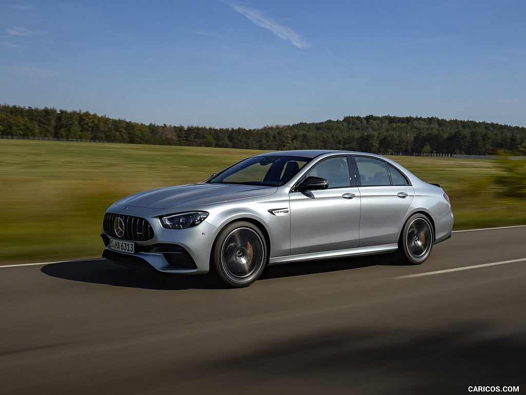 2021 Mercedes-AMG E 63 S 4MATIC+ (Color: High-Tech Silver Metallic) - Front Three-Quarter