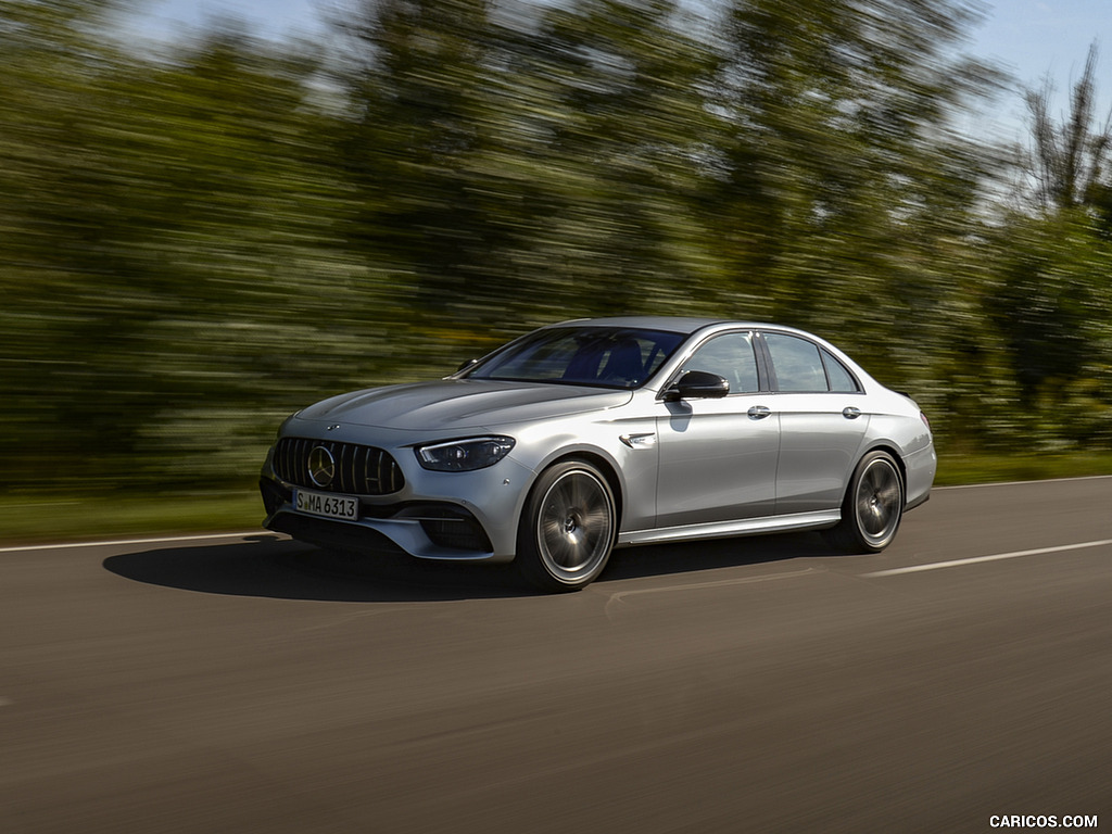 2021 Mercedes-AMG E 63 S 4MATIC+ (Color: High-Tech Silver Metallic) - Front Three-Quarter