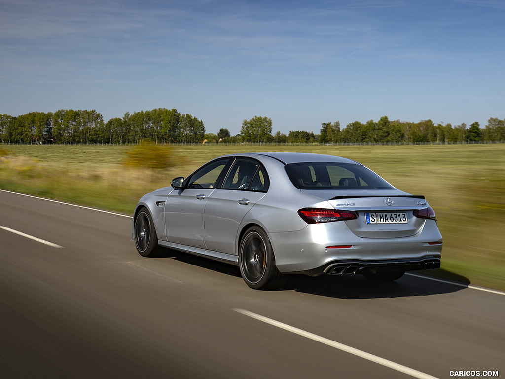 2021 Mercedes-AMG E 63 S 4MATIC+ (Color: High-Tech Silver Metallic) - Rear Three-Quarter