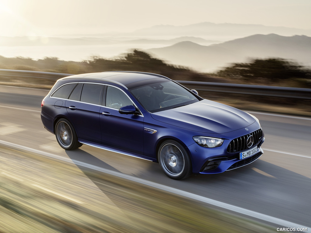 2021 Mercedes-AMG E 63 S Estate (Color: Brilliant Blue Magno) - Front Three-Quarter