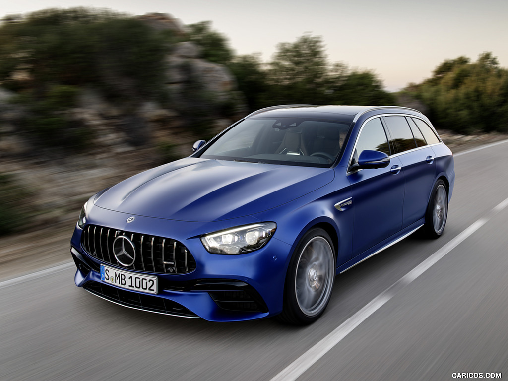 2021 Mercedes-AMG E 63 S Estate (Color: Brilliant Blue Magno) - Front Three-Quarter