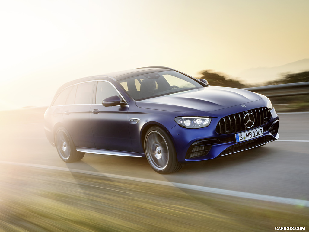 2021 Mercedes-AMG E 63 S Estate (Color: Brilliant Blue Magno) - Front Three-Quarter