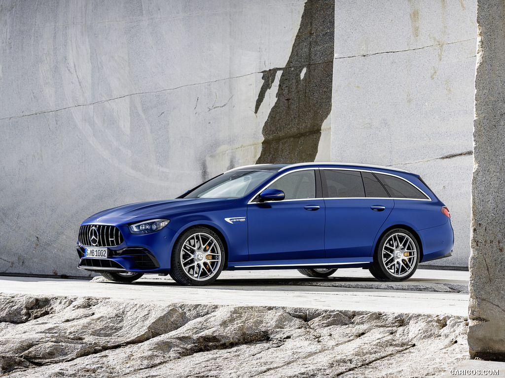 2021 Mercedes-AMG E 63 S Estate (Color: Brilliant Blue Magno) - Front Three-Quarter