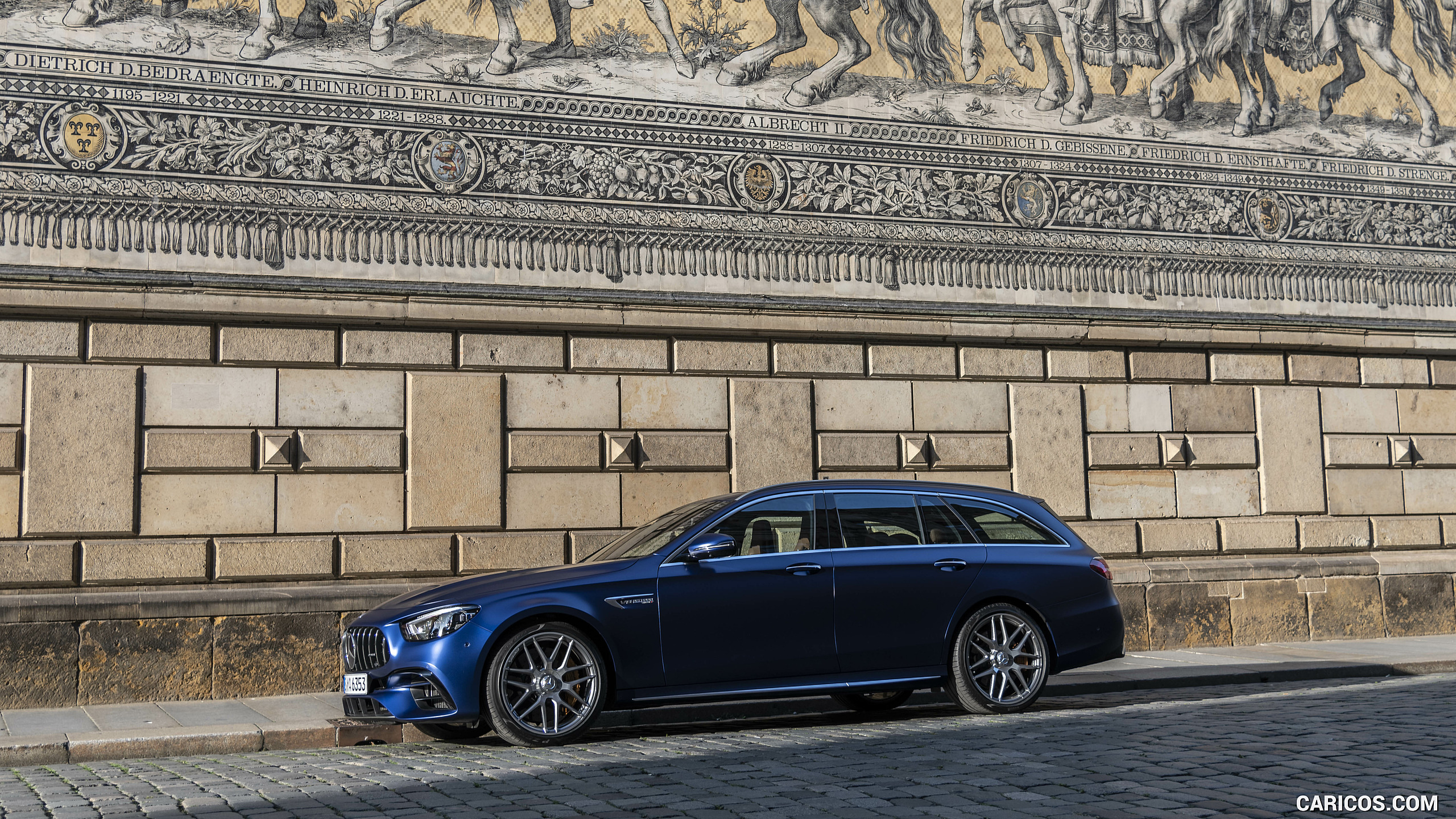 2021 Mercedes-AMG E 63 S Estate 4MATIC+ (Color: Designo Magno Brilliant Blue) - Front Three-Quarter, #60 of 95