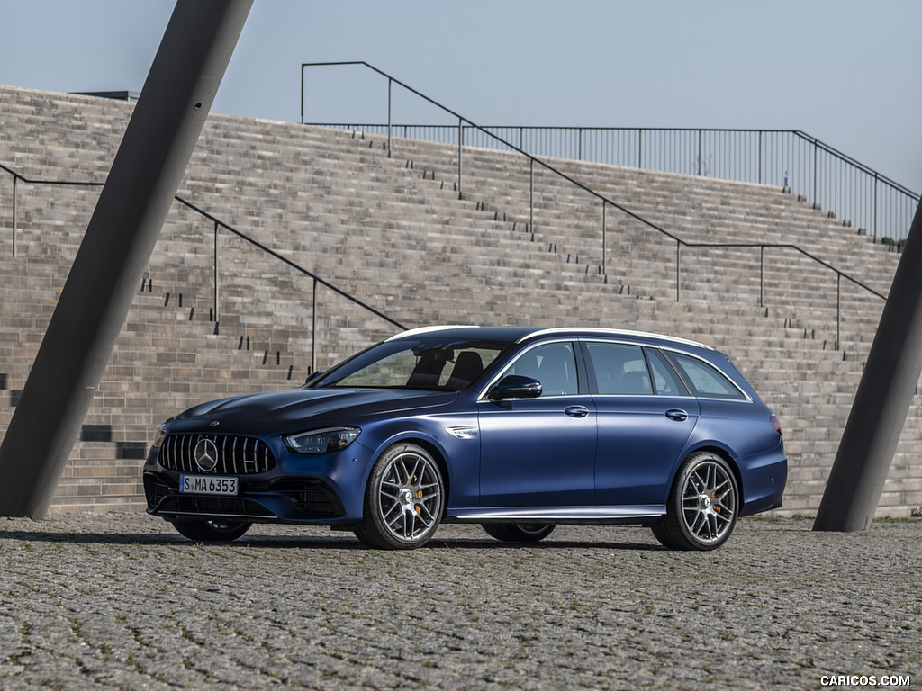 2021 Mercedes-AMG E 63 S Estate 4MATIC+ (Color: Designo Magno Brilliant Blue) - Front Three-Quarter