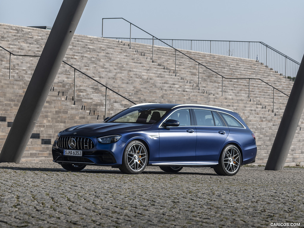 2021 Mercedes-AMG E 63 S Estate 4MATIC+ (Color: Designo Magno Brilliant Blue) - Front Three-Quarter