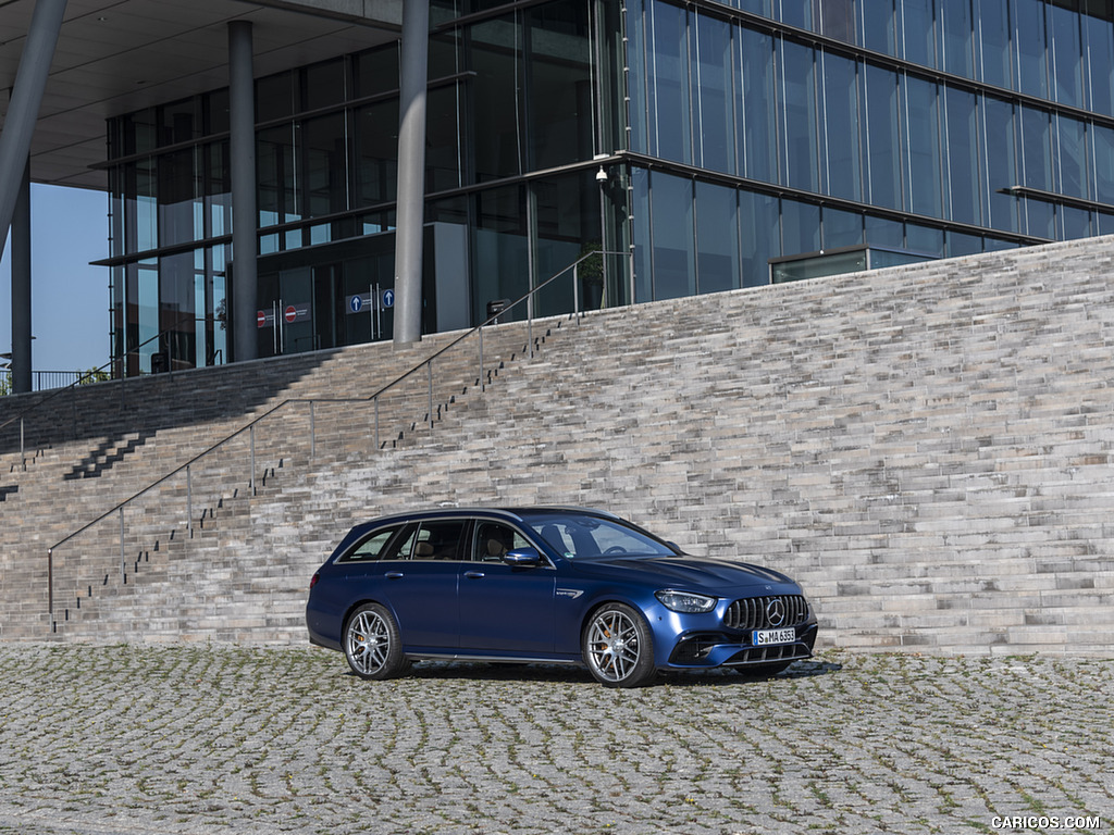 2021 Mercedes-AMG E 63 S Estate 4MATIC+ (Color: Designo Magno Brilliant Blue) - Front Three-Quarter