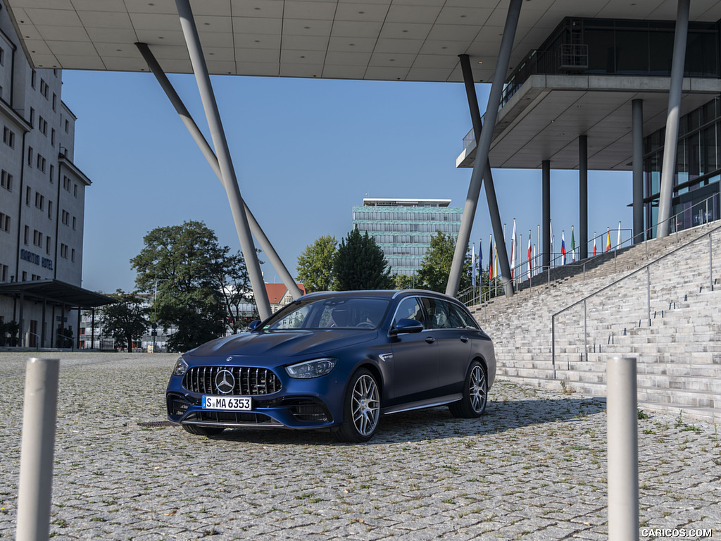 2021 Mercedes-AMG E 63 S Estate 4MATIC+ (Color: Designo Magno Brilliant Blue) - Front Three-Quarter