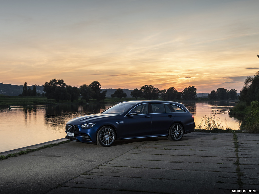 2021 Mercedes-AMG E 63 S Estate 4MATIC+ (Color: Designo Magno Brilliant Blue) - Front Three-Quarter