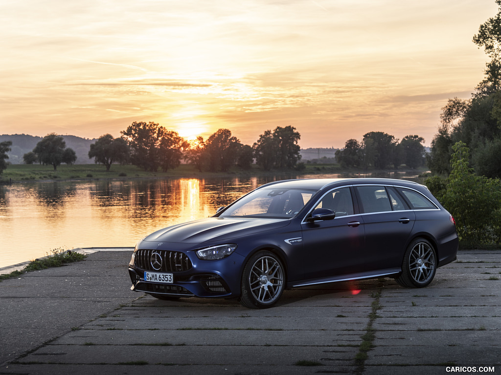 2021 Mercedes-AMG E 63 S Estate 4MATIC+ (Color: Designo Magno Brilliant Blue) - Front Three-Quarter