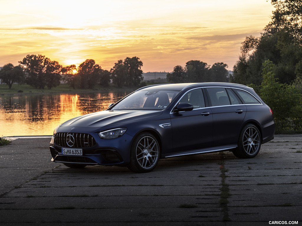 2021 Mercedes-AMG E 63 S Estate 4MATIC+ (Color: Designo Magno Brilliant Blue) - Front Three-Quarter