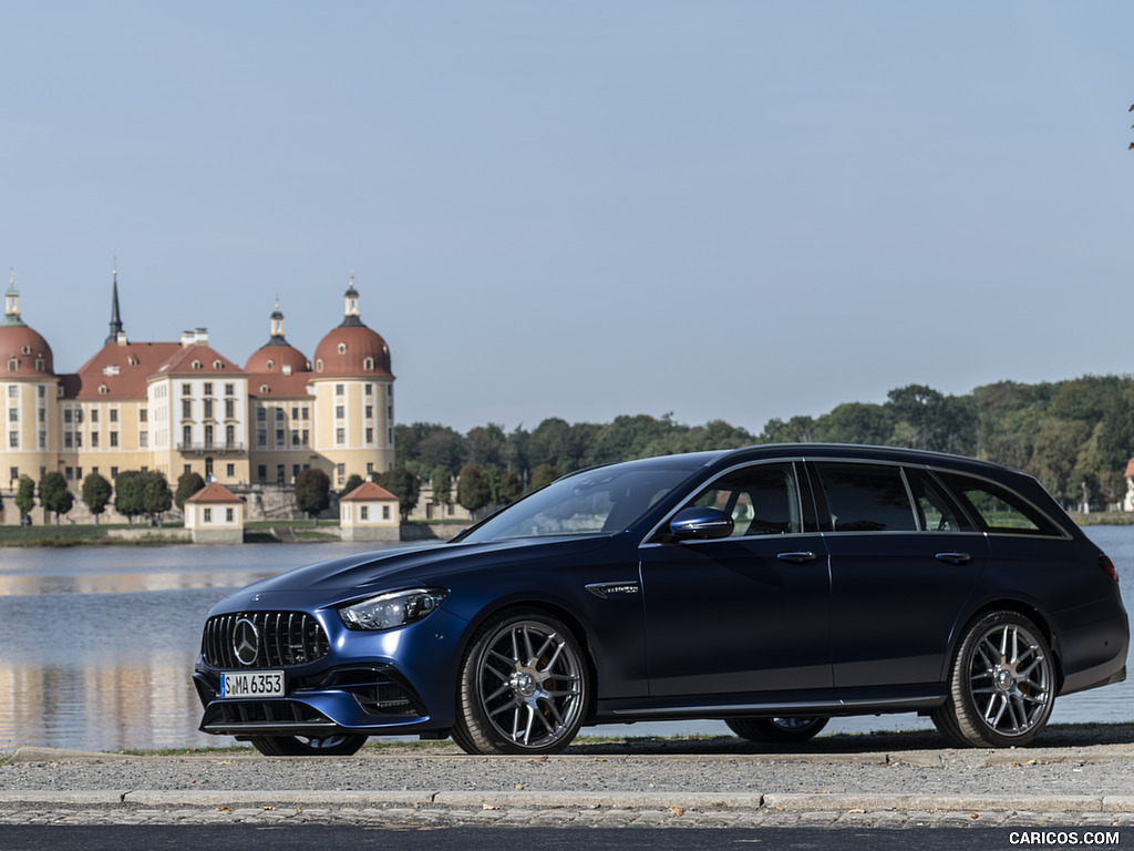 2021 Mercedes-AMG E 63 S Estate 4MATIC+ (Color: Designo Magno Brilliant Blue) - Front Three-Quarter