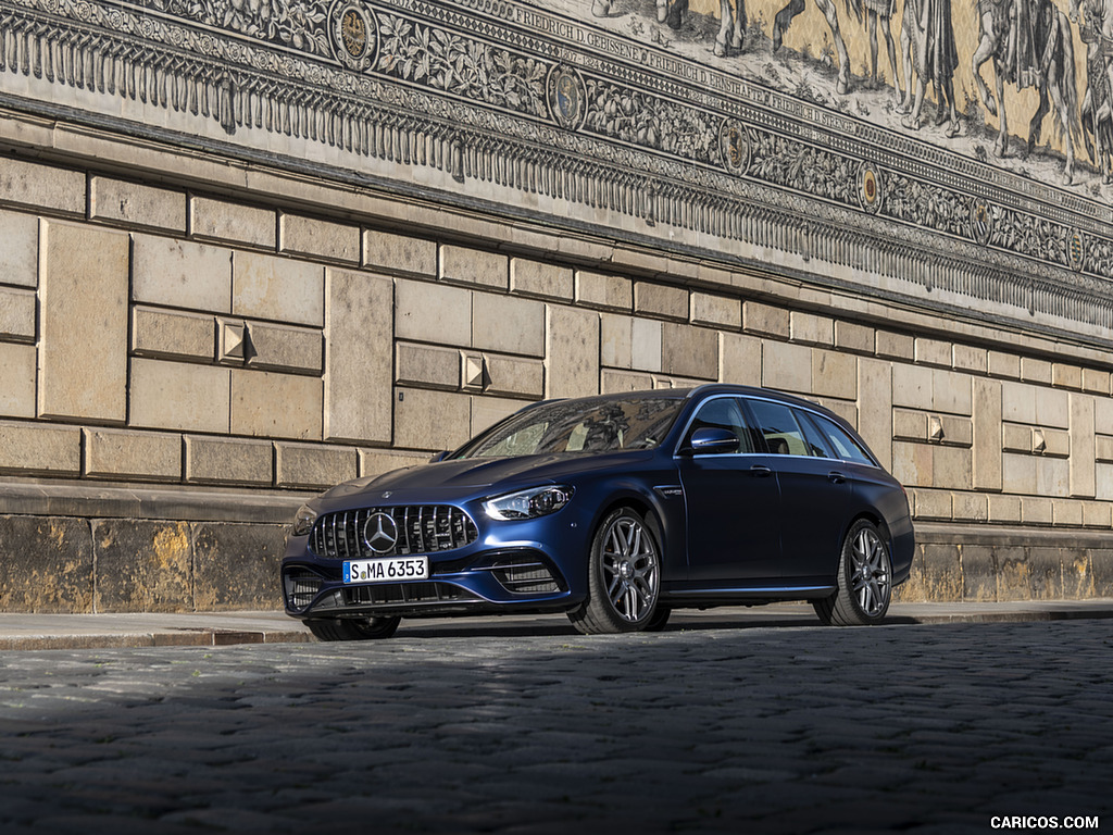 2021 Mercedes-AMG E 63 S Estate 4MATIC+ (Color: Designo Magno Brilliant Blue) - Front Three-Quarter