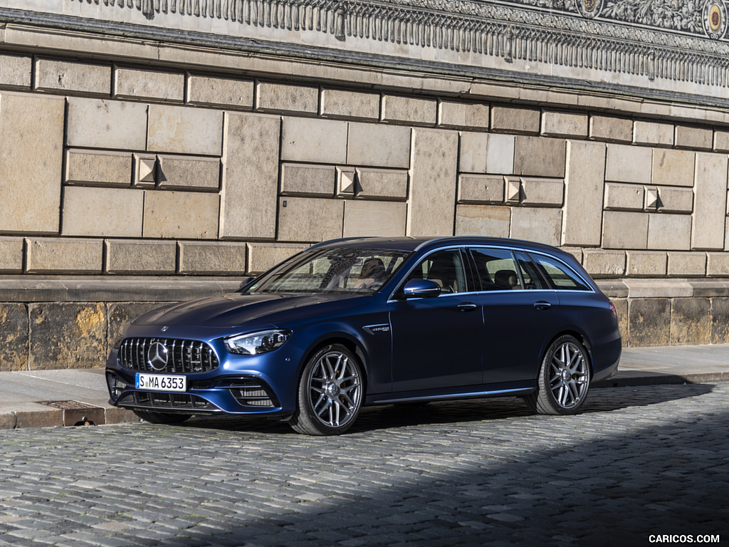 2021 Mercedes-AMG E 63 S Estate 4MATIC+ (Color: Designo Magno Brilliant Blue) - Front Three-Quarter