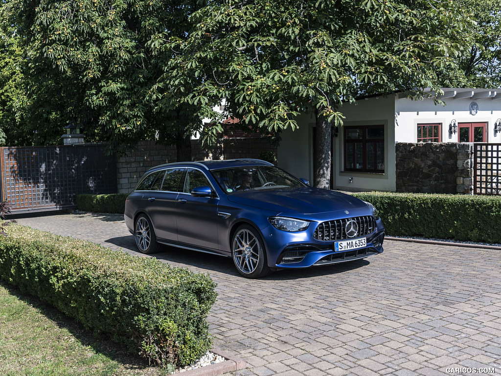 2021 Mercedes-AMG E 63 S Estate 4MATIC+ (Color: Designo Magno Brilliant Blue) - Front Three-Quarter