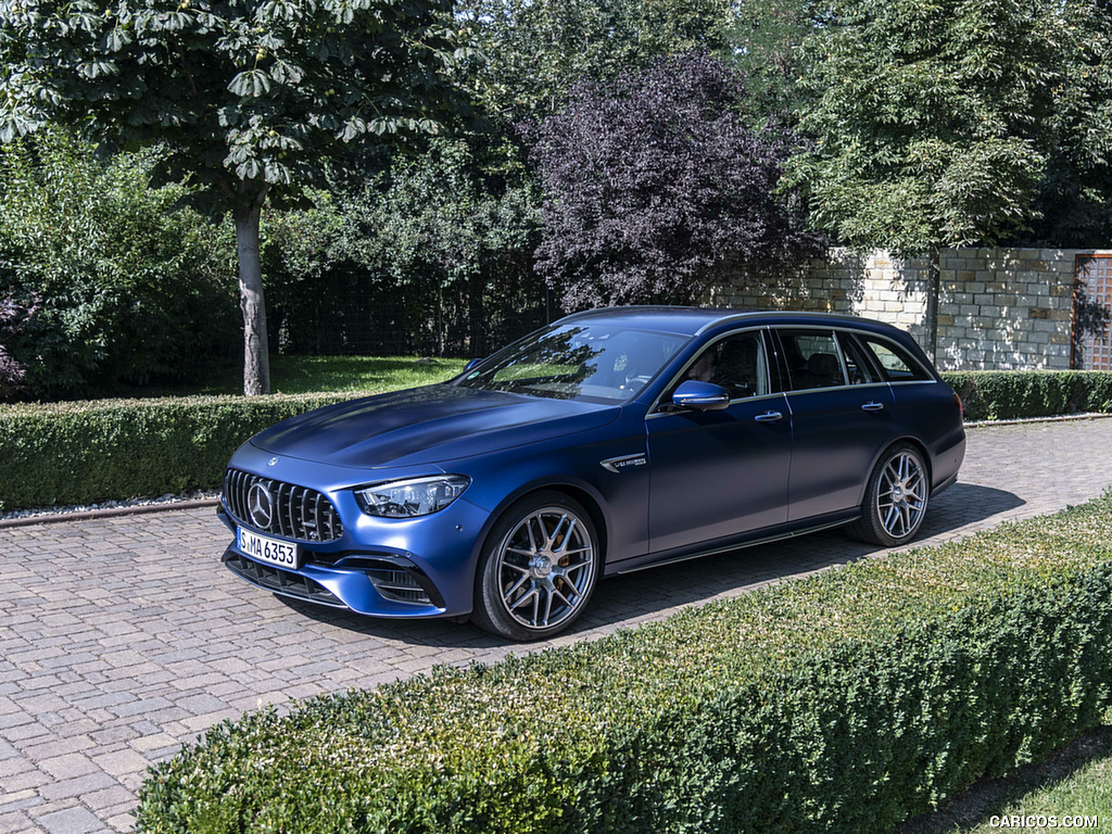 2021 Mercedes-AMG E 63 S Estate 4MATIC+ (Color: Designo Magno Brilliant Blue) - Front Three-Quarter