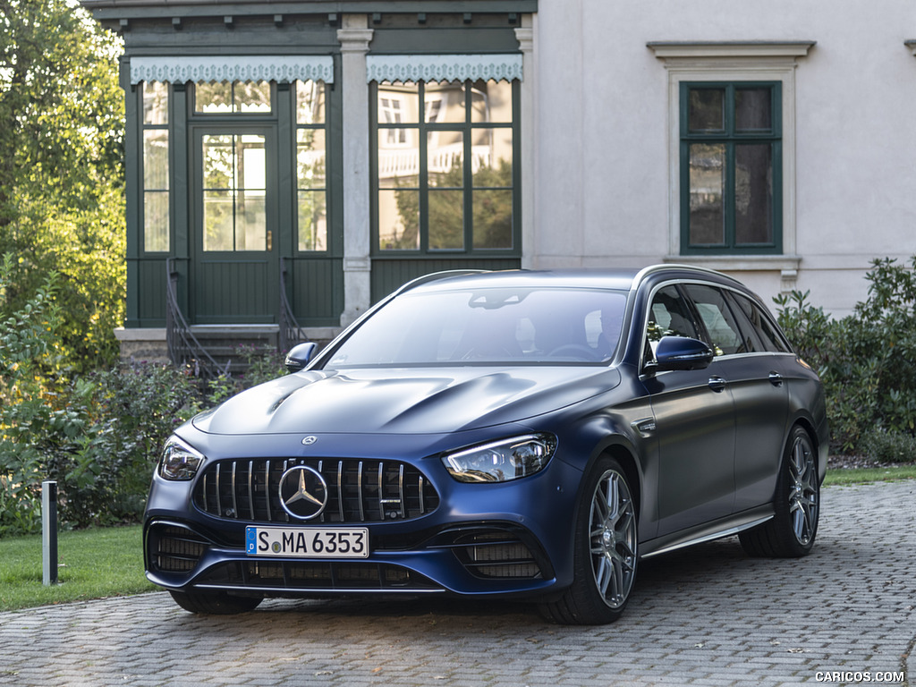 2021 Mercedes-AMG E 63 S Estate 4MATIC+ (Color: Designo Magno Brilliant Blue) - Front Three-Quarter