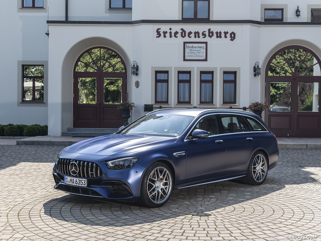 2021 Mercedes-AMG E 63 S Estate 4MATIC+ (Color: Designo Magno Brilliant Blue) - Front Three-Quarter