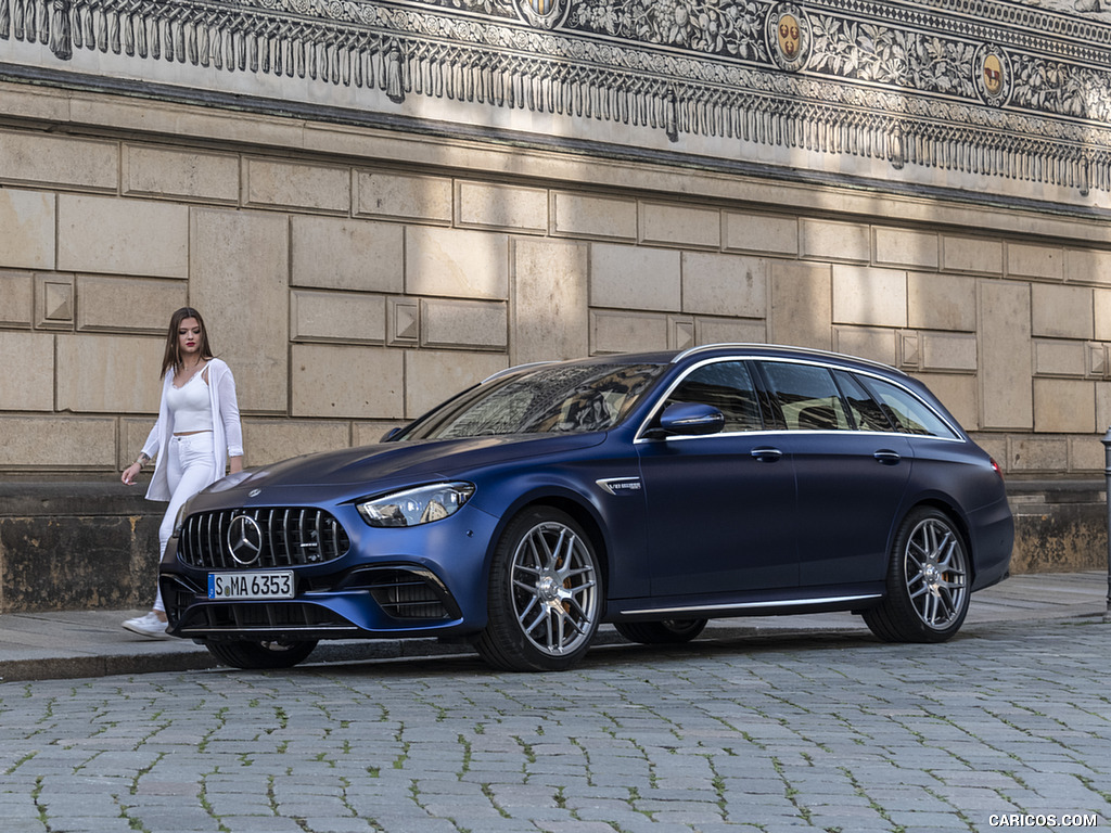 2021 Mercedes-AMG E 63 S Estate 4MATIC+ (Color: Designo Magno Brilliant Blue) - Front Three-Quarter