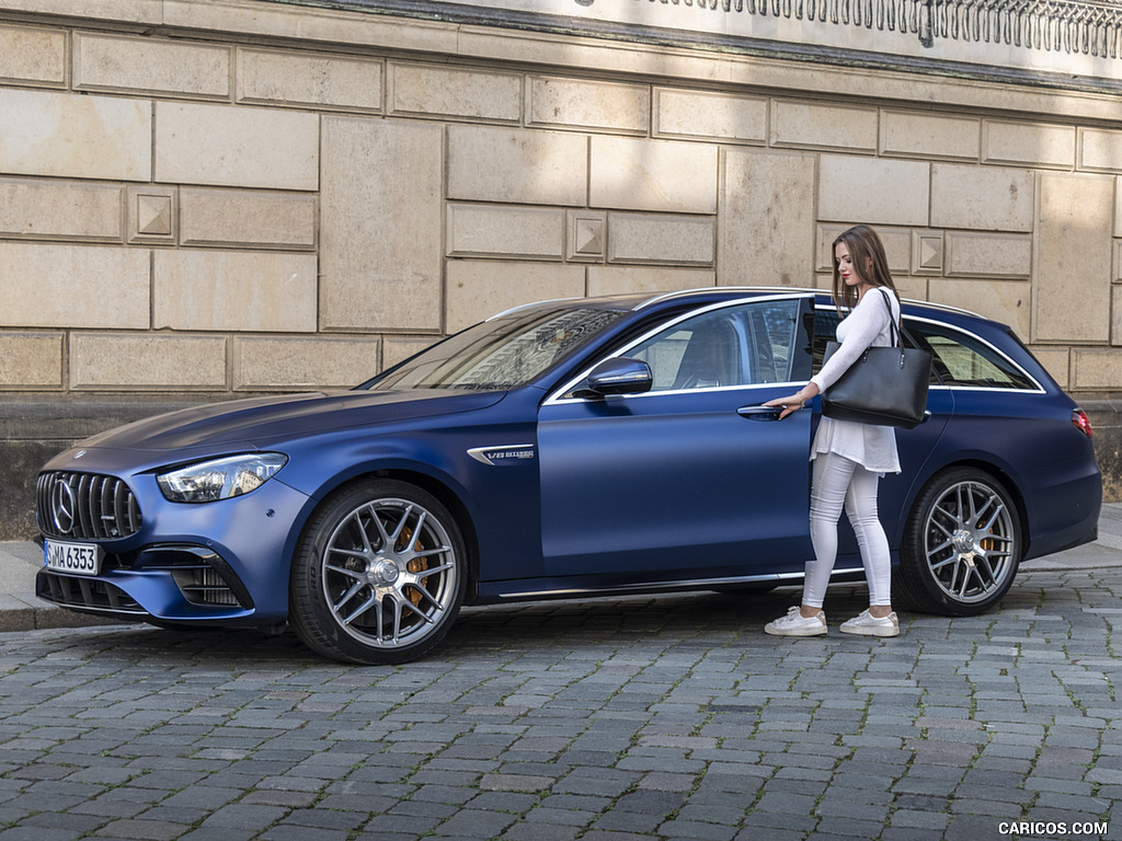 2021 Mercedes-AMG E 63 S Estate 4MATIC+ (Color: Designo Magno Brilliant Blue) - Front Three-Quarter