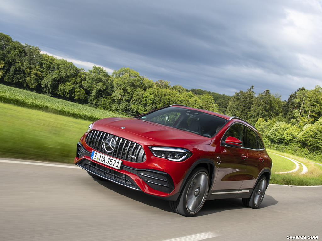 2021 Mercedes-AMG GLA 35 4MATIC (Color: Designo Patagonia Red Metallic) - Front Three-Quarter