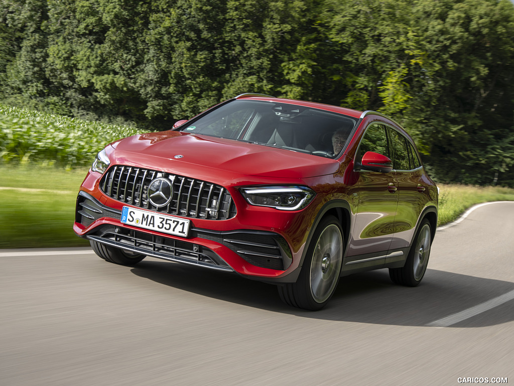 2021 Mercedes-AMG GLA 35 4MATIC (Color: Designo Patagonia Red Metallic) - Front Three-Quarter